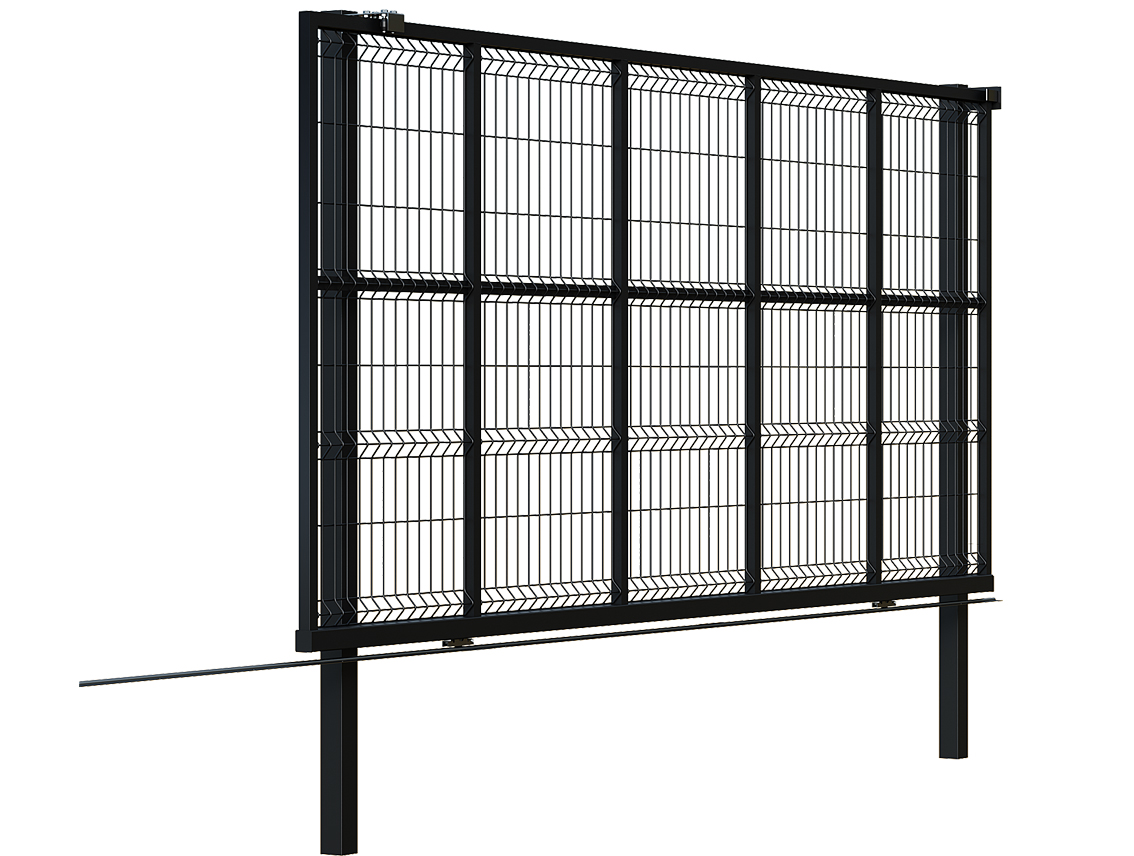Welded Wire Sliding Gate with Posts Jet Black - 1830x4100 mm (6'x13')